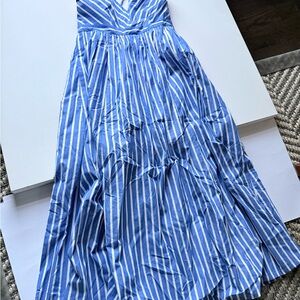 J. Crew Blue and White Striped Maxi Dress